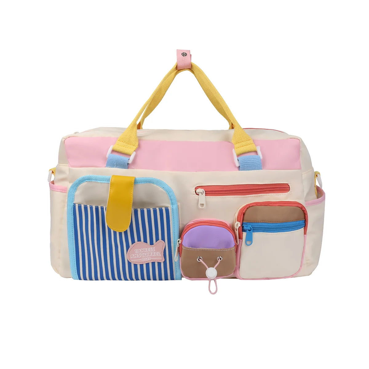 2025 Colorblock Travel Tote - Lightweight Large Capacity Duffle Bag for Women, Stylish College Backpack Alternative Good Vibrations