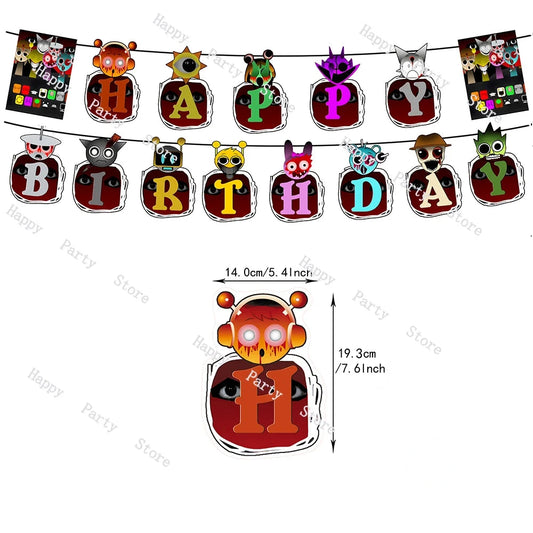 Incredibox Sprunki Birthday Party Decoration Sprunki Balloon Backdrop Cake Topper Split Sales Sprunki Birthday Party Supplies Good Vibrations