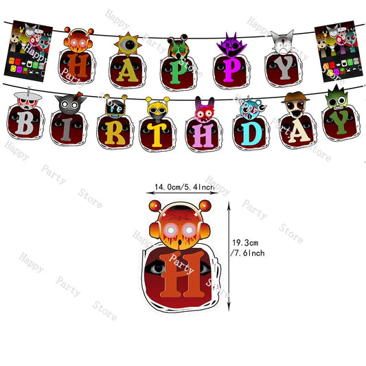 Incredibox Sprunki Birthday Party Decoration Sprunki Balloon Backdrop Cake Topper Split Sales Sprunki Birthday Party Supplies Good Vibrations