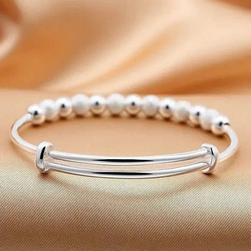 Charms Silver Color Luxury Beads Bracelets Bangles Cute For Women Fashion Party Wedding Jewelry Adjustable Good Vibrations