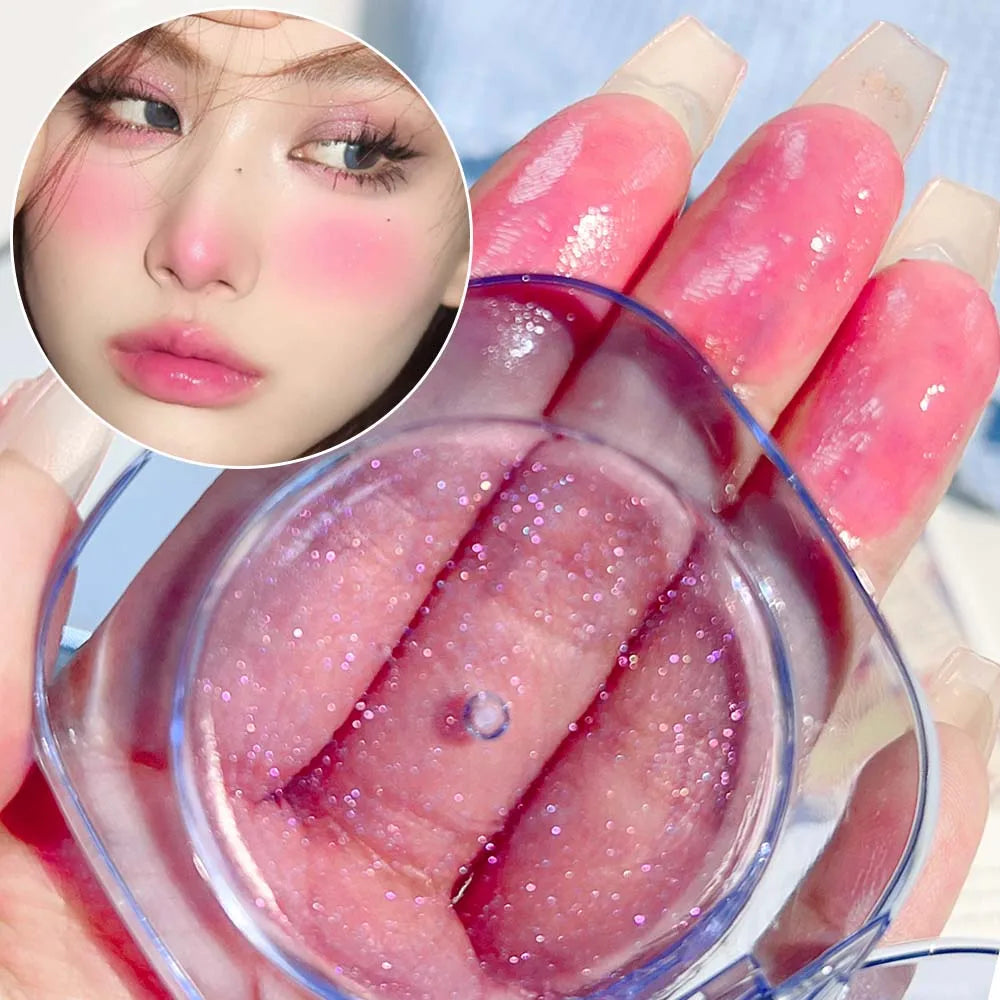 Transparent Crystal Warm Color-changing Blush Palette Makeup Jelly Tint Lip Cheek Moisturized Long-Lasting Shimmer Blusher Cream Good Vibrations