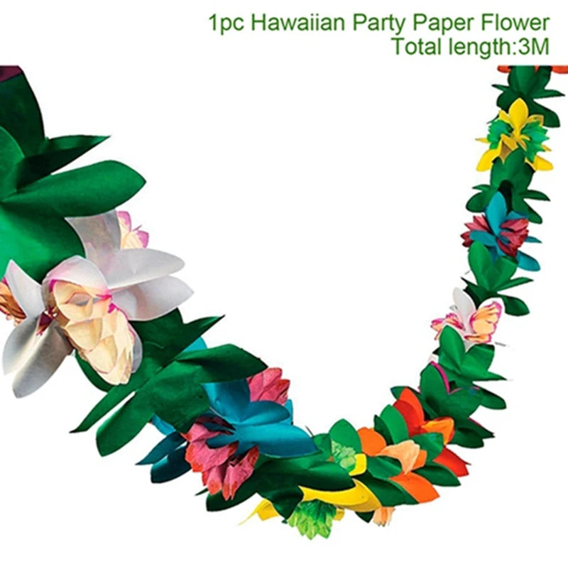 Hawaiian Pink Party Decoration Disposable Tableware Flower Summer Plate Paper Cup Napkin Birthday Decor Wedding Party Supplies Good Vibrations