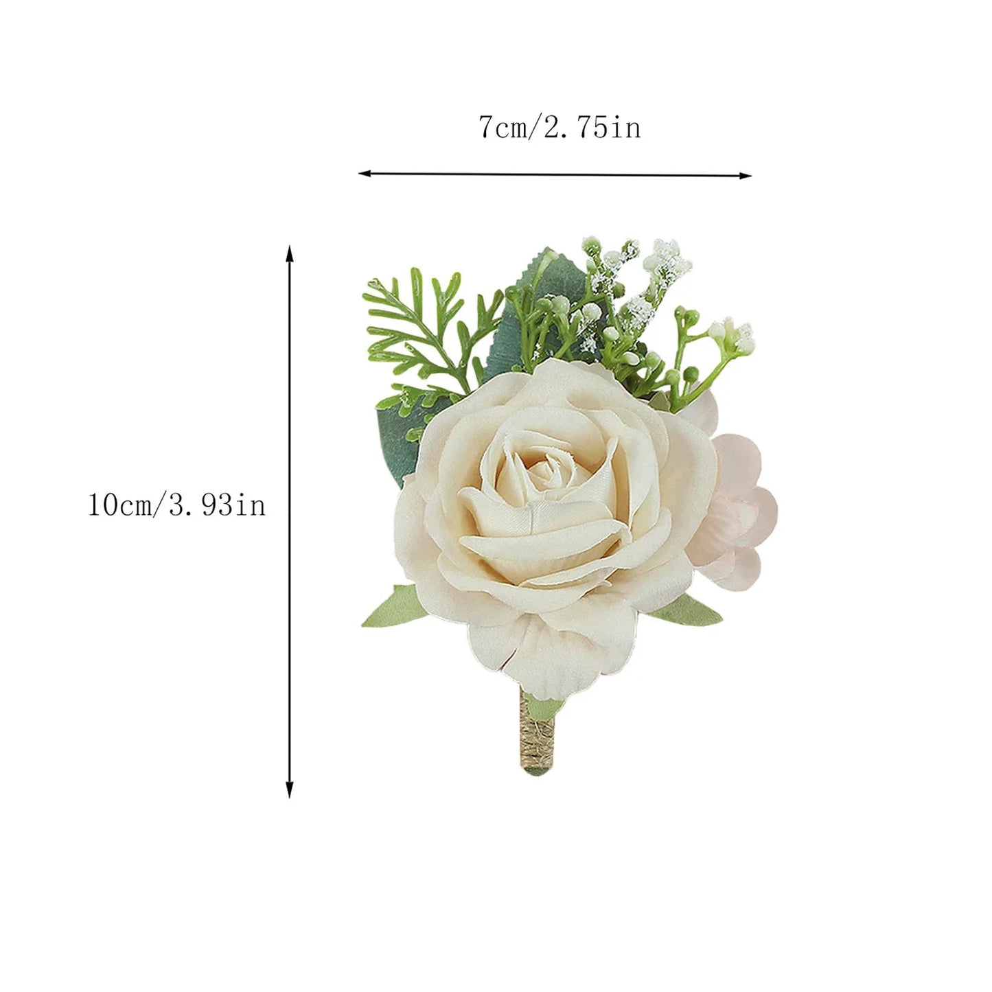 Boutonnieres Flowers Artificial Roses Silk White Ivory Corsage Buttonhole Groomsmen Boutonniere for Men Wedding Accessories Good Vibrations