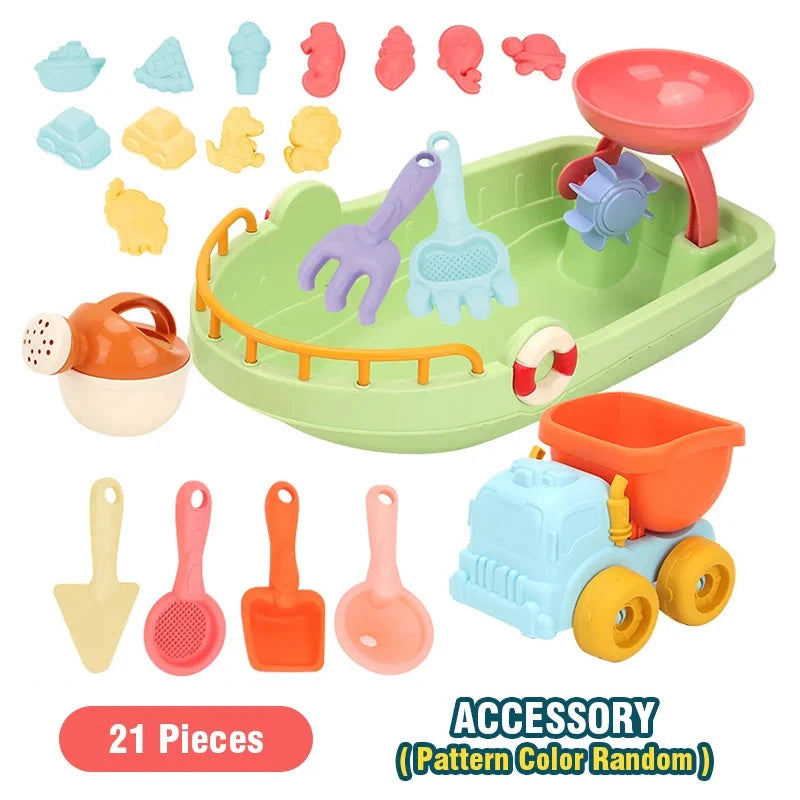 Kid Trolley Beach Play Toy Sandbox Shovel Animal Molds Beach Accessories Dig Sand Toy Outdoor Seaside Water Game Kid Fun Gift Good Vibrations