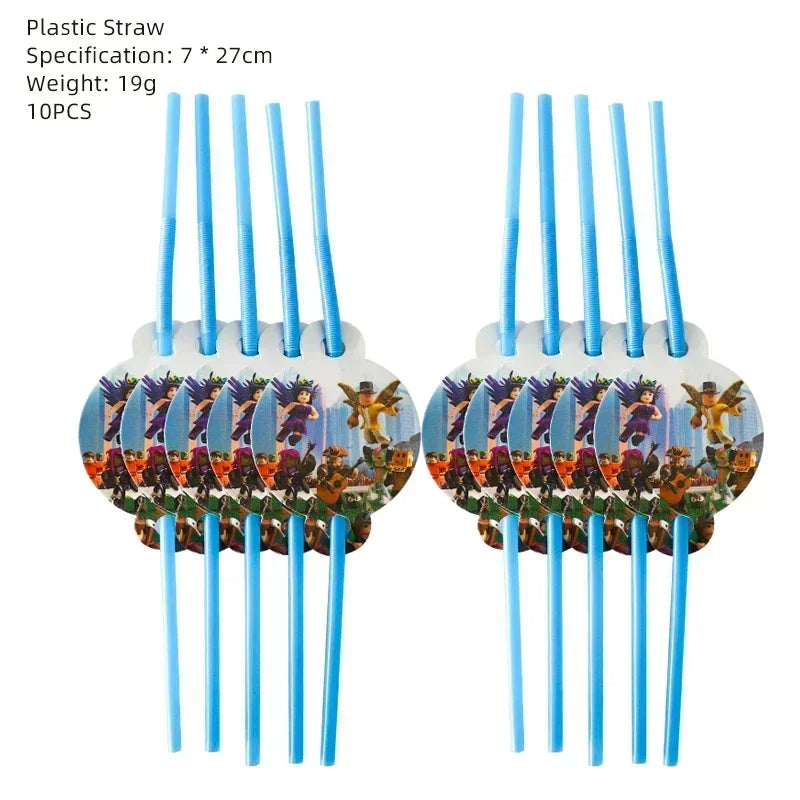 Game Roblox Cartoon Party Theme Birthday Supplies Balloon Banner Cake Topper Tableware Set Decorative Anime Peripheral Gifts Good Vibrations