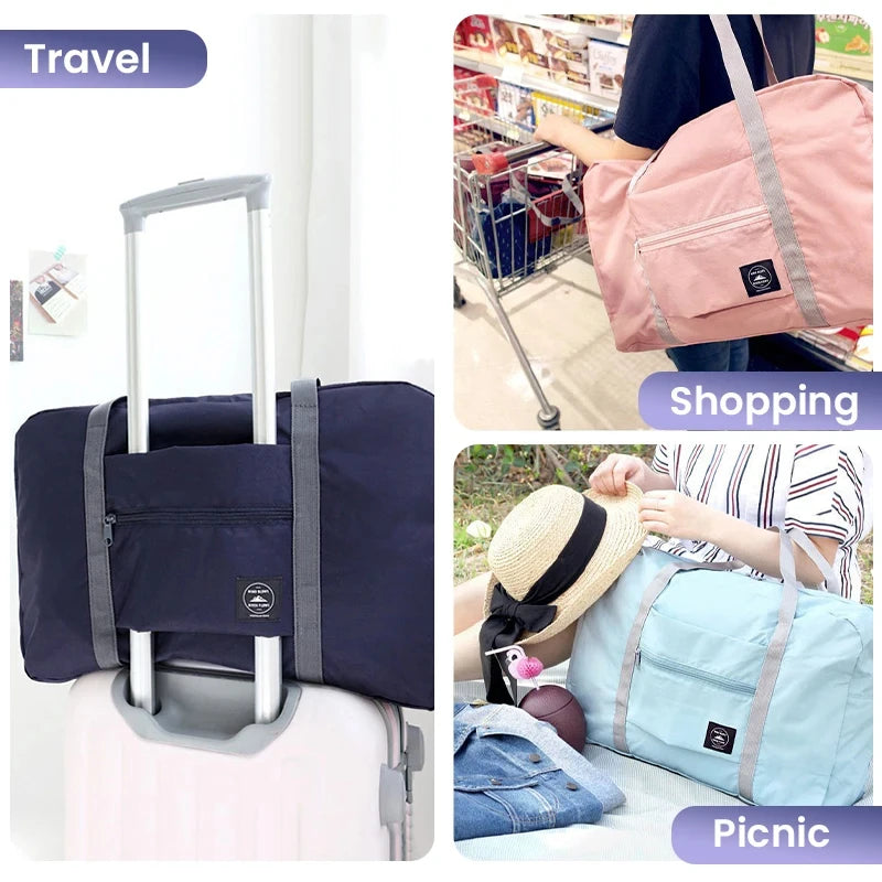 Foldable Travel Duffel Bag for Airlines Carry on Bag for Women and Girls Lightweight Large Capacity Sports Weekend Trip Overnigh Good Vibrations