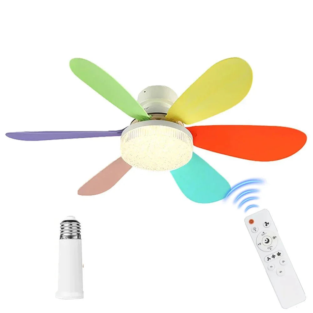 Socket Fan Light Ceiling Fans with Lights and Remote Control,Dimmable LED Ceiling Fan for Room,Bedroom,Living Room,Garage,Kitche