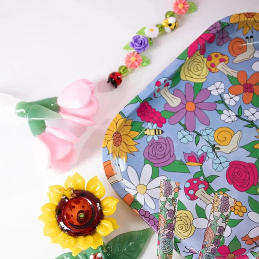 Floral Critter Rolling Tray Tobacco Smoke Accessories Good Vibrations Adult Super Store