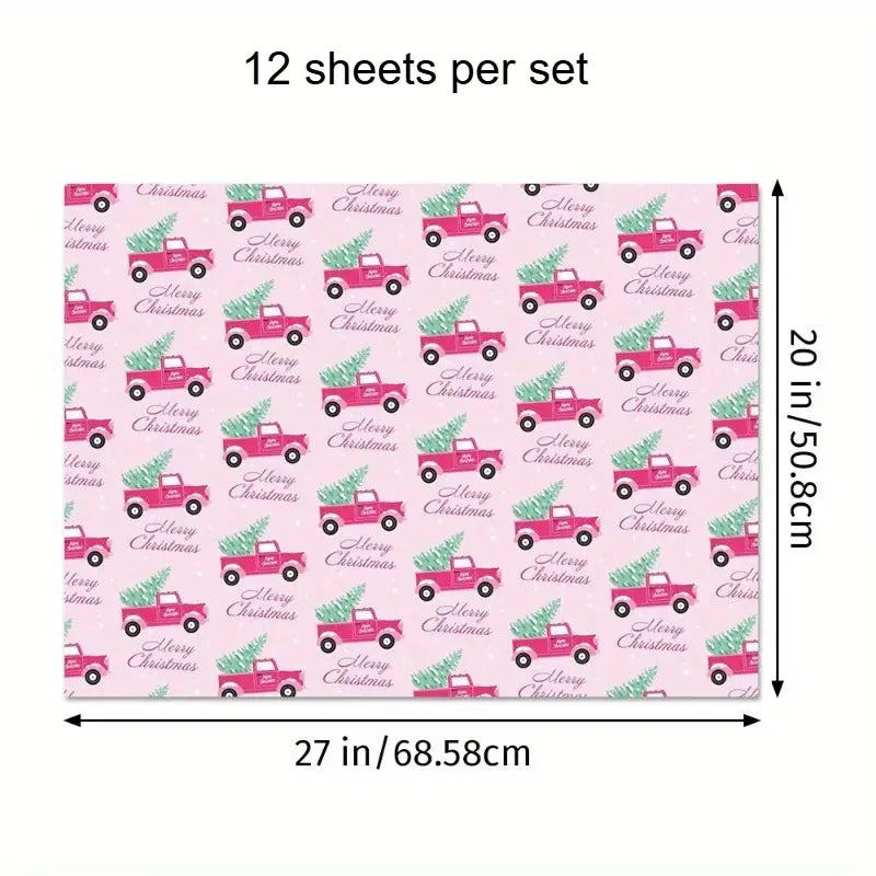 1set Christmas Gift Wrapping Paper with Snowmen, Gingerbread Men,Hearts & Balloons - Pastel Winter Theme with & White Snowflakes Good Vibrations