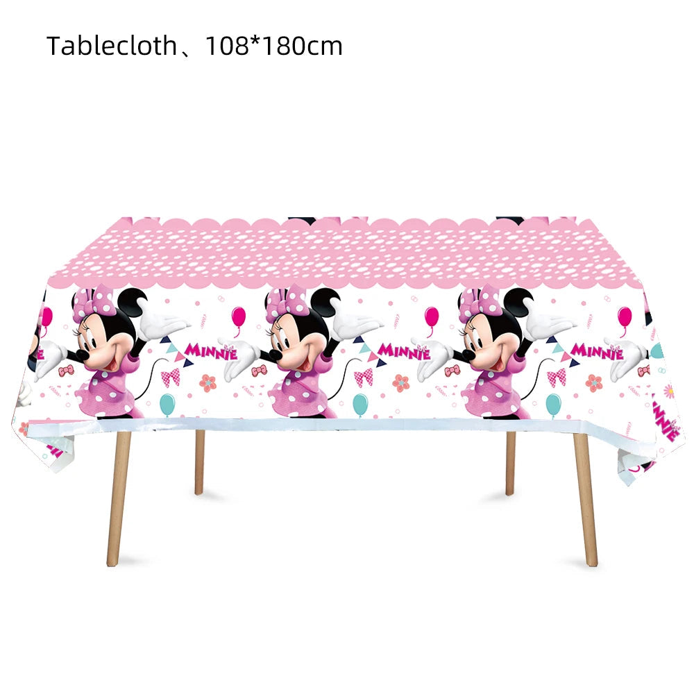 Minnie Mouse Birthday Decoration Disposable Cups Plates Tablecloth Cake Latex Balloon Baby Shower Kids Girls Party Supplies Good Vibrations