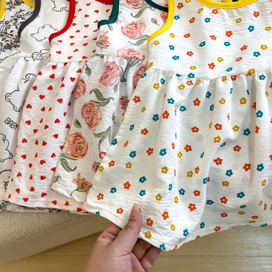 Fashion Baby Girls Clothes Baby Girl Leisure Dress Baby Clothing Printed Sleeveless Girls Dress Newborn Princess Dress Good Vibrations