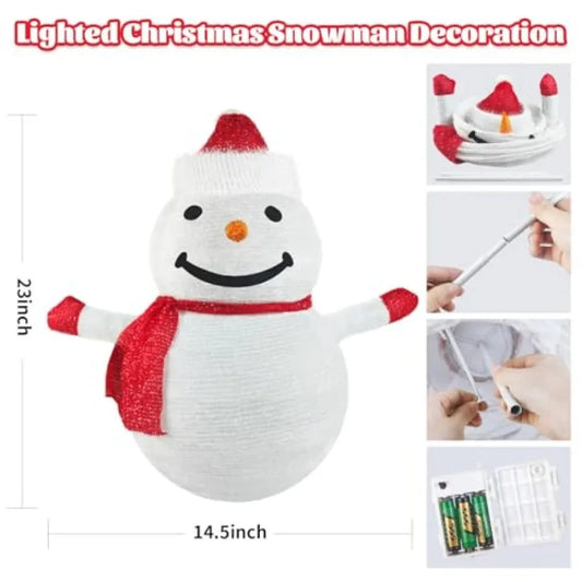 3D Christmas Collapsible Snowman Decorations 23Inch Light Up Christmas Snowman with LED Cool White Lights for Indoor Outdoor Ga Good Vibrations