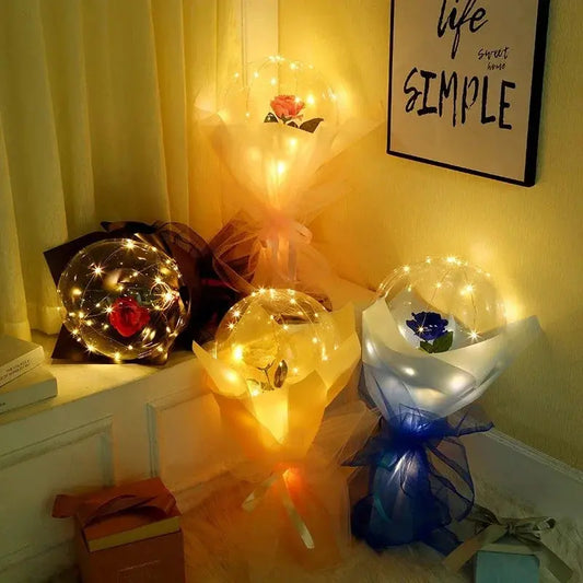 Creative Balloon Rose Flower Bouquet Wedding Decoration Bobo Ball LED Glowing Column Decoration Scene Birthday Party Room Layout Good Vibrations