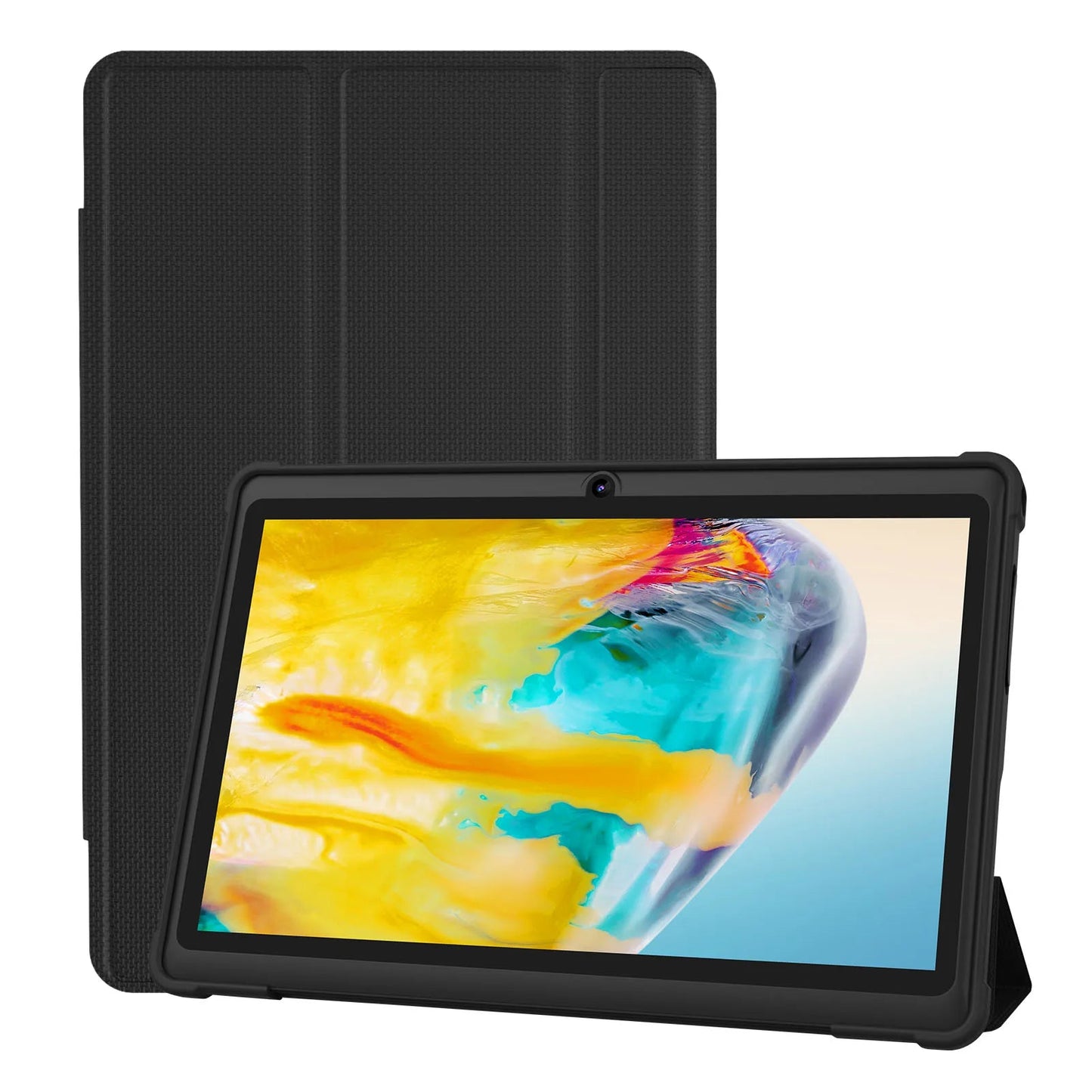 Pritom 7 Inch Tablet PC, Android 13 Quad Core, 4GB(2+2GB Virtual) RAM 32GB ROM, WiFi, Dual Camera, USB C, with Leather Case Good Vibrations