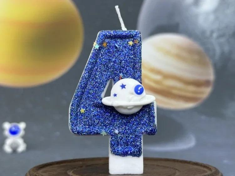Number Birthday Candles Cake Party Decoration Birthday Candles Planet Universe Blue Boys and Girls Number0-9 Star Blue Party