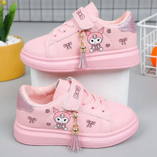 2025 Children's Little White Shoes Girls' Student Flat Bottom Casual Sports Shoes Low Top Spring Korean Plate Shoes Good Vibrations