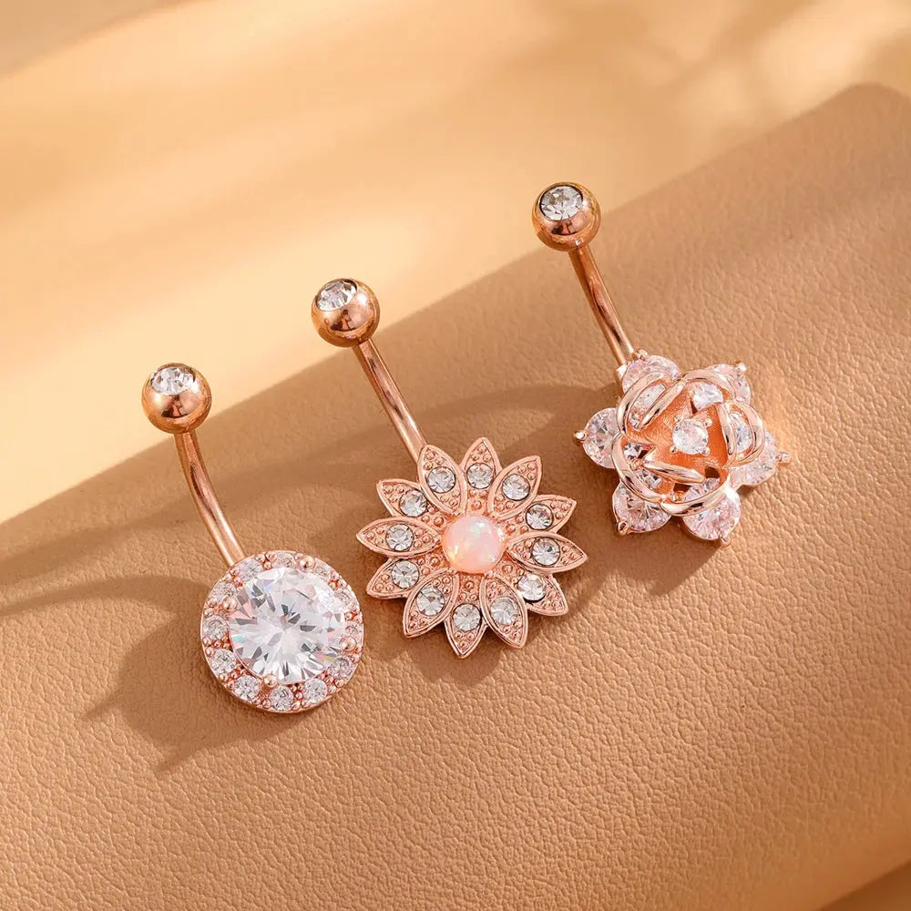 3pcs Gold Color Heart Butterfly Dangled Belly Piercing Sets 14G Stainlees Steel Navel Jewelry for Women Girls Body Belly Rings Good Vibrations Adult Super Store