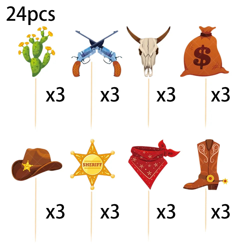 Cowboy Cake Topper Party Decorations Western Theme Birthday Party Cake Decorations Supplies Cowboy Cupcake Toppers Good Vibrations