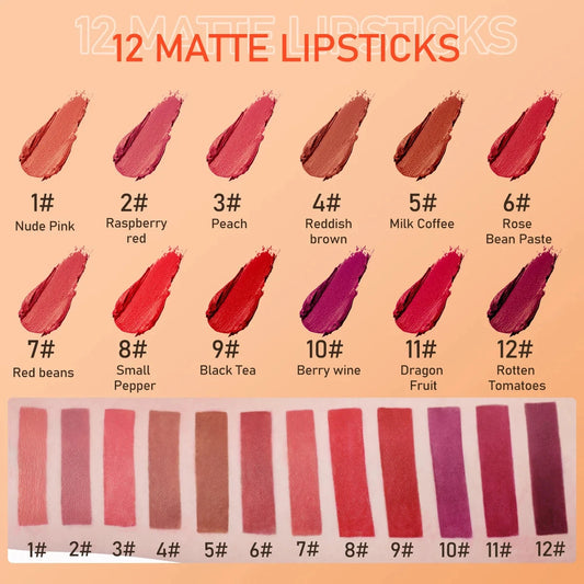 IMAGIC Lipstick Moisturizer Lips Smooth Lip Stick Long Lasting Charming Lip Lipstick Cosmetic Beauty Makeup 12 Colors Good Vibrations
