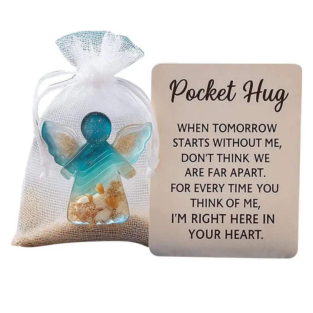 1-3Pcs New With Card Angel Pocket Hug Gifts Sentimental Encouragement Mini Resin Angel Hug Card Cute Pocket Hug Birthday Gift Good Vibrations