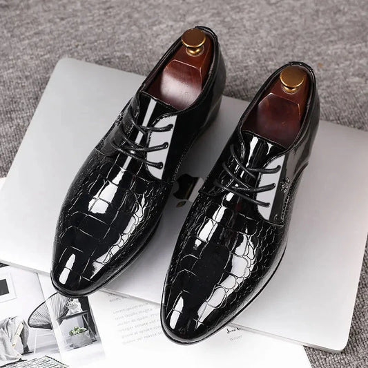 Luxury Men's Business Leather Shoes Black Formal Shoes Plus Size 38-49 Mens Wedding Shoe Lace Up Trend Shoes for Men Spring New Good Vibrations