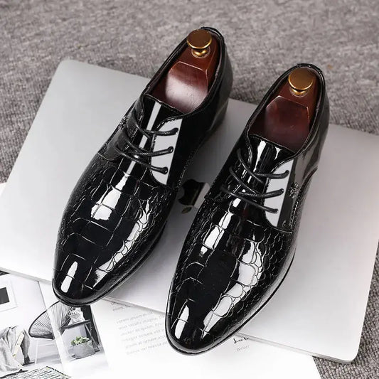 Luxury Men's Business Leather Shoes Black Formal Shoes Plus Size 38-49 Mens Wedding Shoe Lace Up Trend Shoes for Men Spring New Good Vibrations