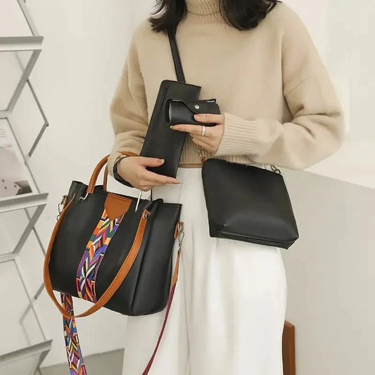 4 Pcs Luxury Handbag Large Capacity Tote Bag Women's Bag Fashion Shoulder Bag,Wallet,Card Case Good Vibrations Adult Super Store