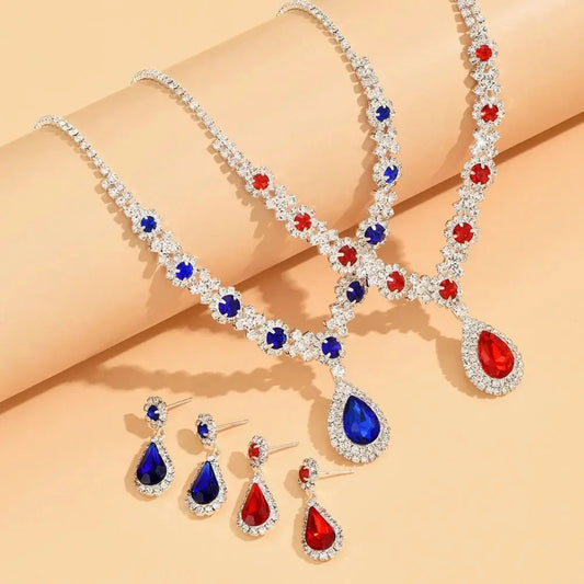 Fashionable Crystal Jewelry Necklace Earring Set Premium Luxury Pendant Necklace Original Design Inlaid Zircon Dangle Earrings Good Vibrations Adult Super Store