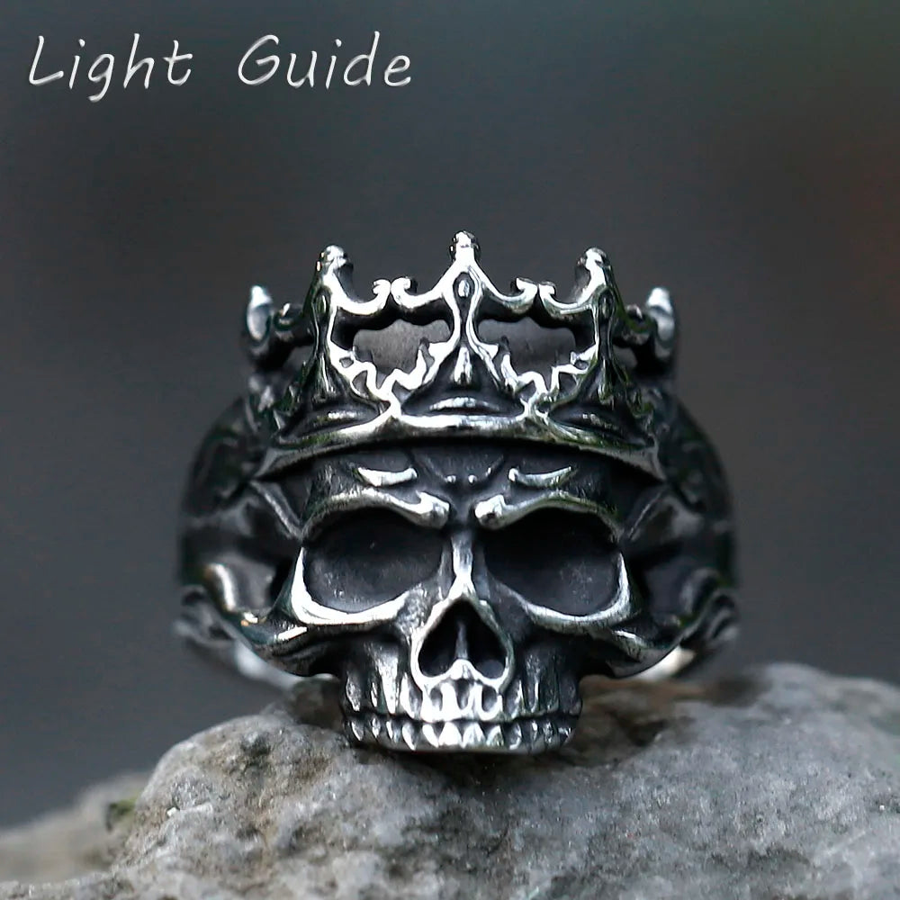 2022 NEW Men's 316L stainless steel rings Vintage Halloween Gothic Calvarium Skull punk ring fashion jewelry free shipping Good Vibrations