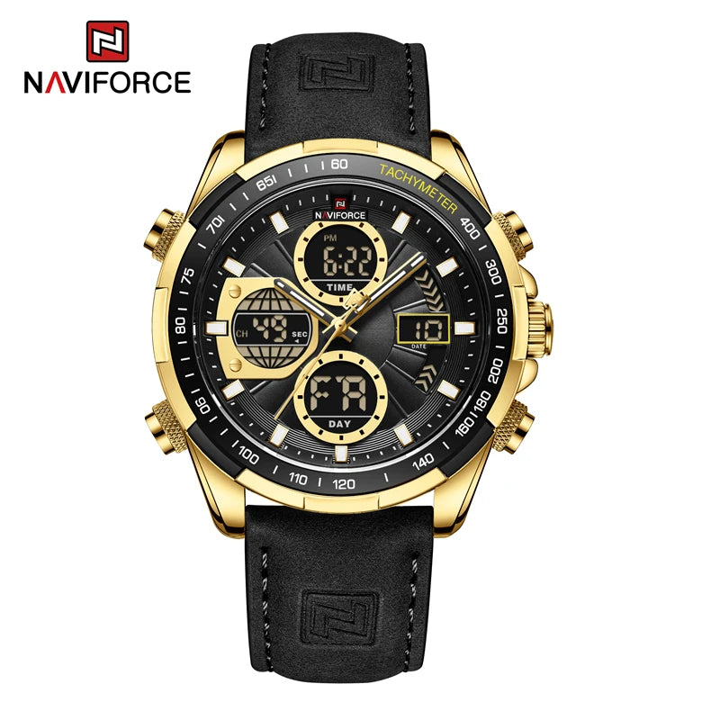 New NAVIFORCE Watches for Men Leather Mens Military Sport Waterproof Watch Quartz WristWatch Chronograph Male Clock Good Vibrations