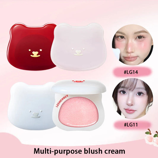LEEMEMBER Hydrating Blush Multi-Use Balm Blush Monochrome Shimmer Little Bear Cute Cosmetics Lasting Watery Face Blusher Makeup Good Vibrations