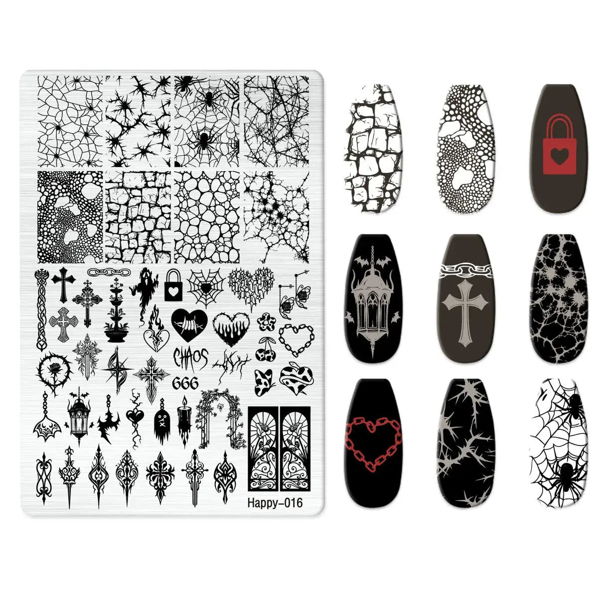 Halloween Series Celebration Nail Stamping Plate Cute Skull Pattern DIY Nail Art Image Stamp Stamper Manicure Template Good Vibrations