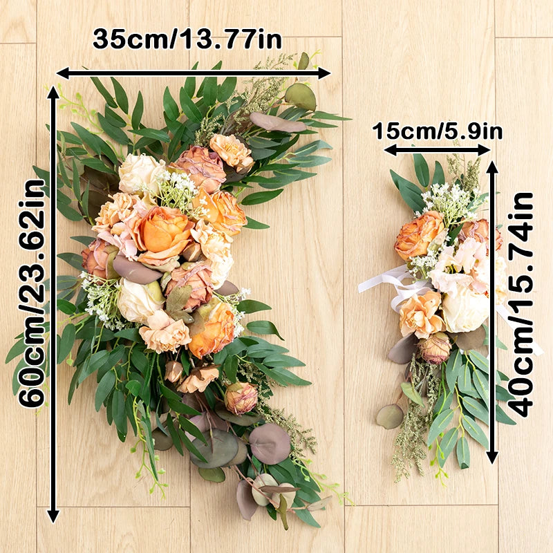 2pc Rose Artificial Flower Wedding Arch Flower Arrangement Country Wedding Ceremony Floral Garland Reception Backdrop Decoration Good Vibrations