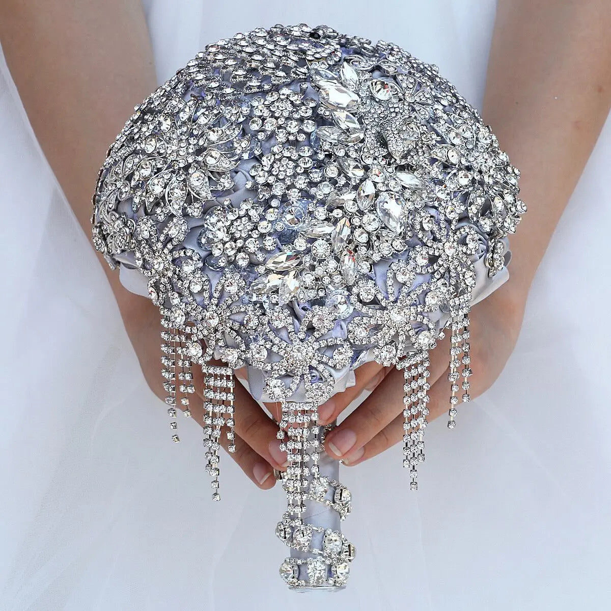 Luxury Silk Wedding Flowers Rhinestone Jewelry Brooch Bouquet Bridal Wedding Dress Wedding Bouquet Good Vibrations