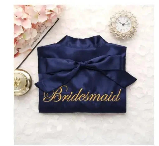 Bride Bridesmaid Wedding Robe Embroidery Kimono Bathrobe Gown Nightgown Casual Satin Short Women Sexy Nightwear Sleepwear Good Vibrations