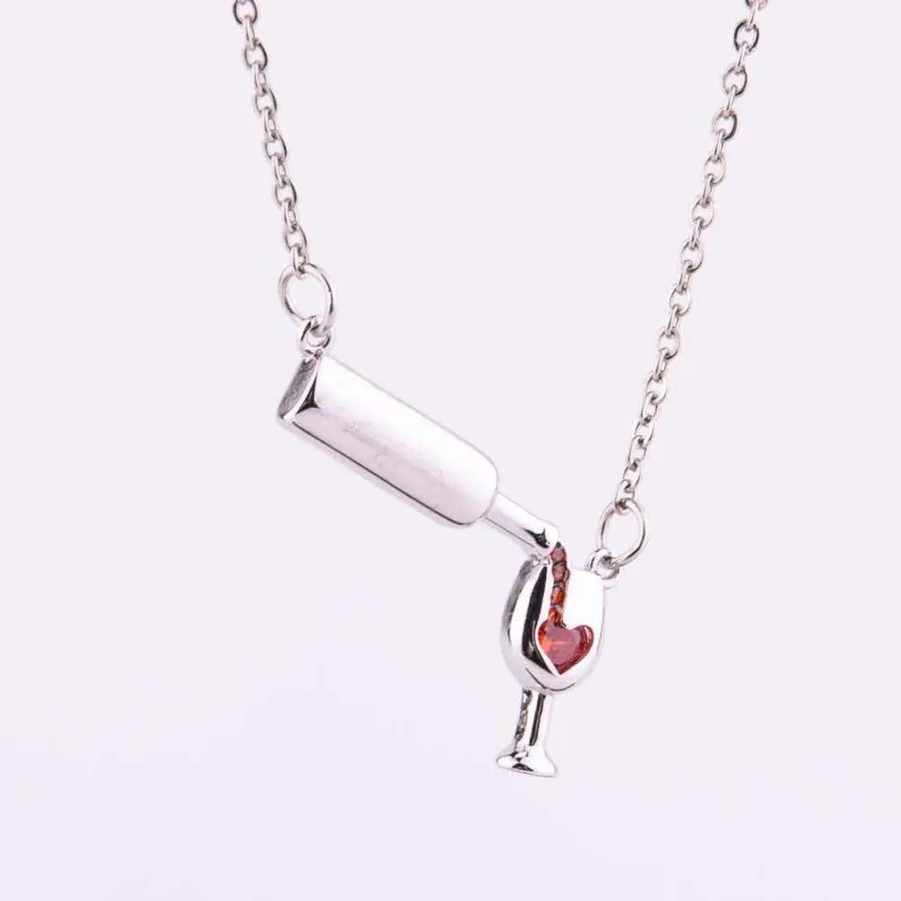 Party Romantic Wineglass Alloy Gift For Women Love Heart Glass Bottle Jewelry Necklace Choker Pendant Good Vibrations Adult Super Store
