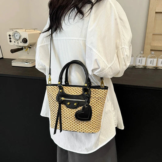 Designer Vintage Crossbody Bag Women Luxury Leather Tote Minimalist Handbag Solid Color Commuter Purse Large Capacity Fashion Good Vibrations