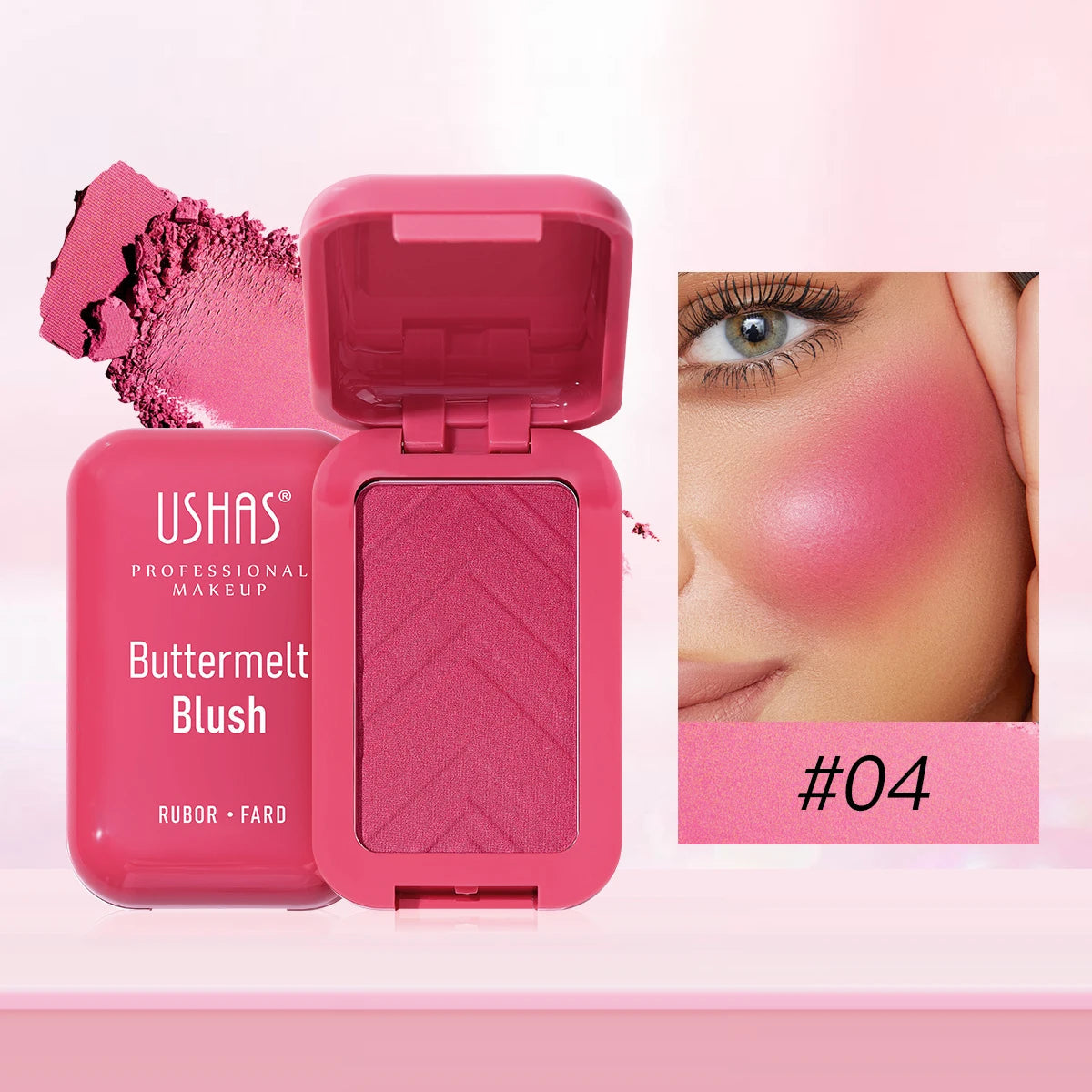 USAHS 7 Color Butter Blush Matte Long-Lasting Waterproof Blusher Natural Facial Contouring Cosmetics Good Vibrations