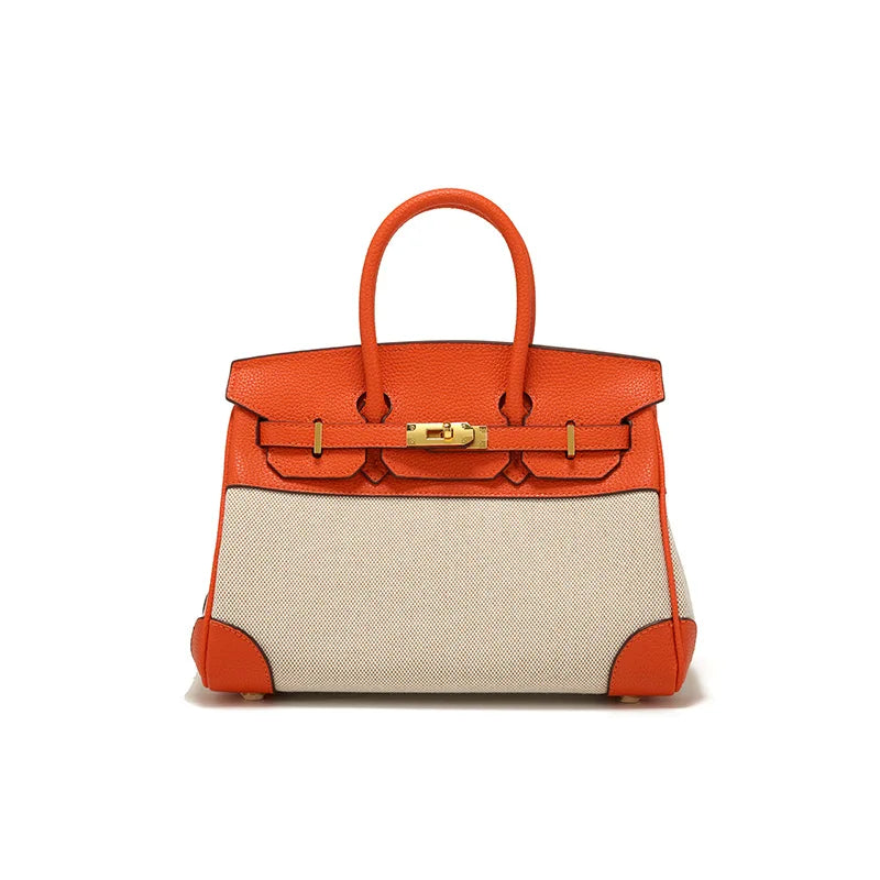 2025 Designer Handbag - Crossbody&Tote Luxury Leather Trim Canvas Bag Women Fashion Shoulder Purse Good Vibrations