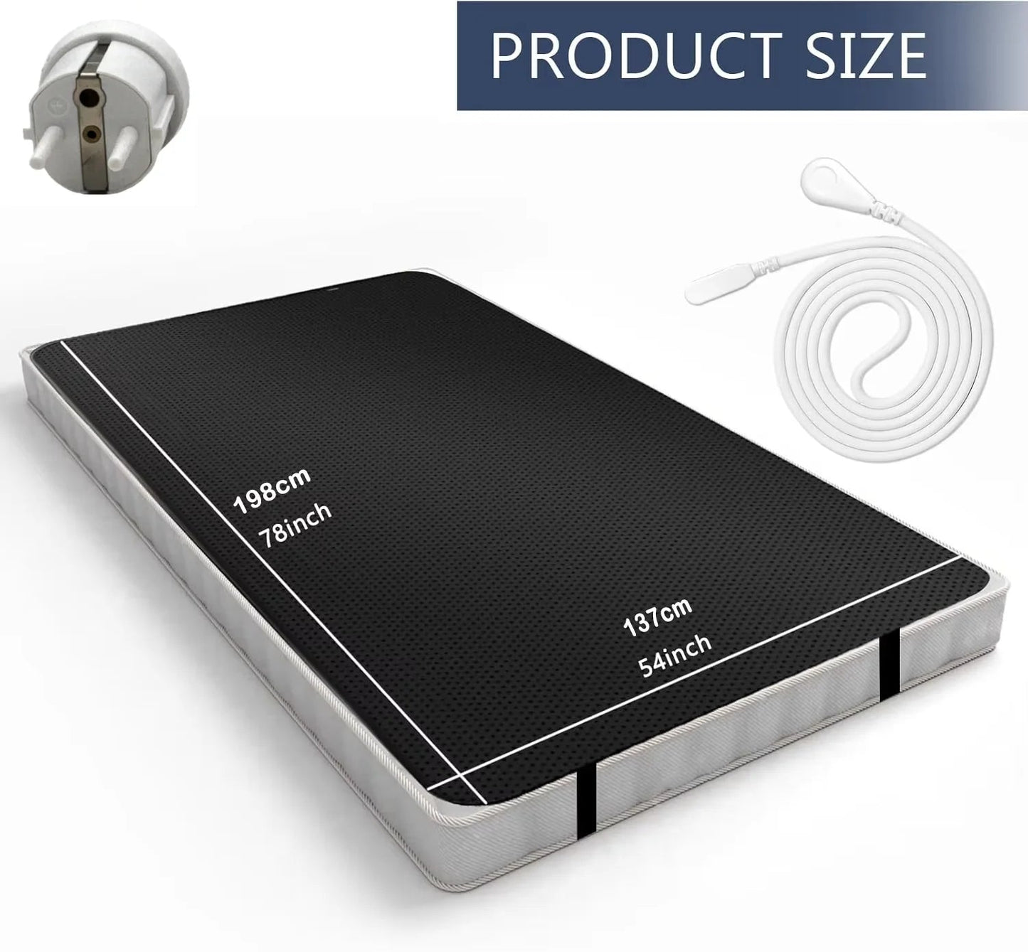 Grounding Earthing Mat for Bed Queen Size Inches with 15ft Cord Anti Static Mat for Better Sleep Stress Relief Pain Reduction Good Vibrations