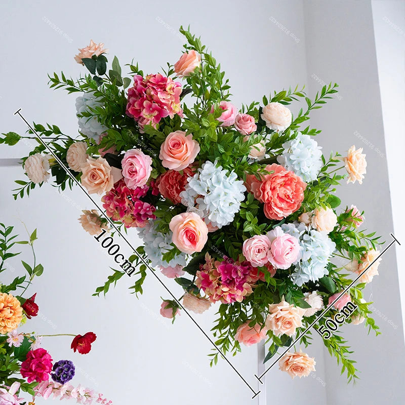 Wedding Decoration Outdor Artificial Flowers Decor Hanging Flower Row Road Leading Floor Flower Row Flower Ball Floral Backdrop Good Vibrations