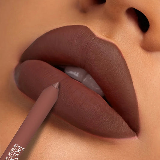 Waterproof  12-Color Matte Lip Liner Long-Lasting Smudge-Proof Formula with Automatic Rotating Design for All Skin Types Good Vibrations
