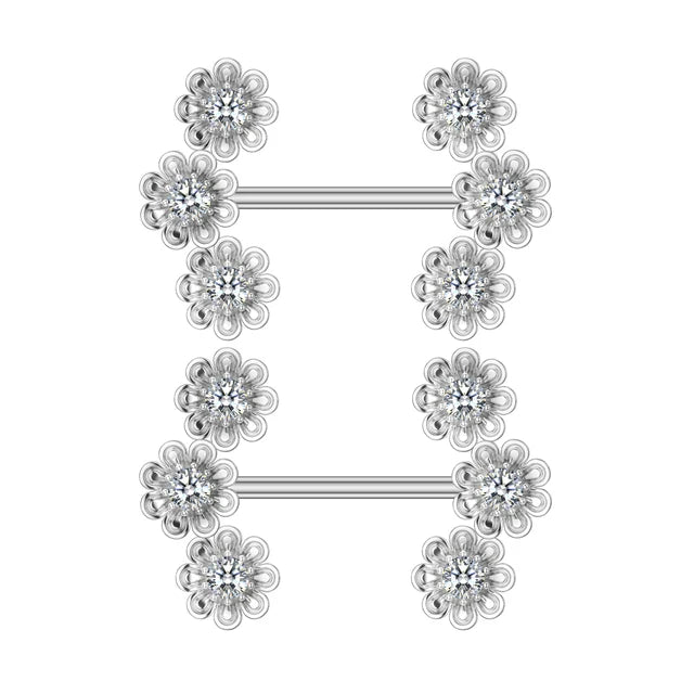2pcs Steel Bear Dangled Zircon Nipple Piercing Sexy Breast Cover for Women Fashion Starfish Heart Shield Bar Barbell Nipple Ring Good Vibrations Adult Super Store