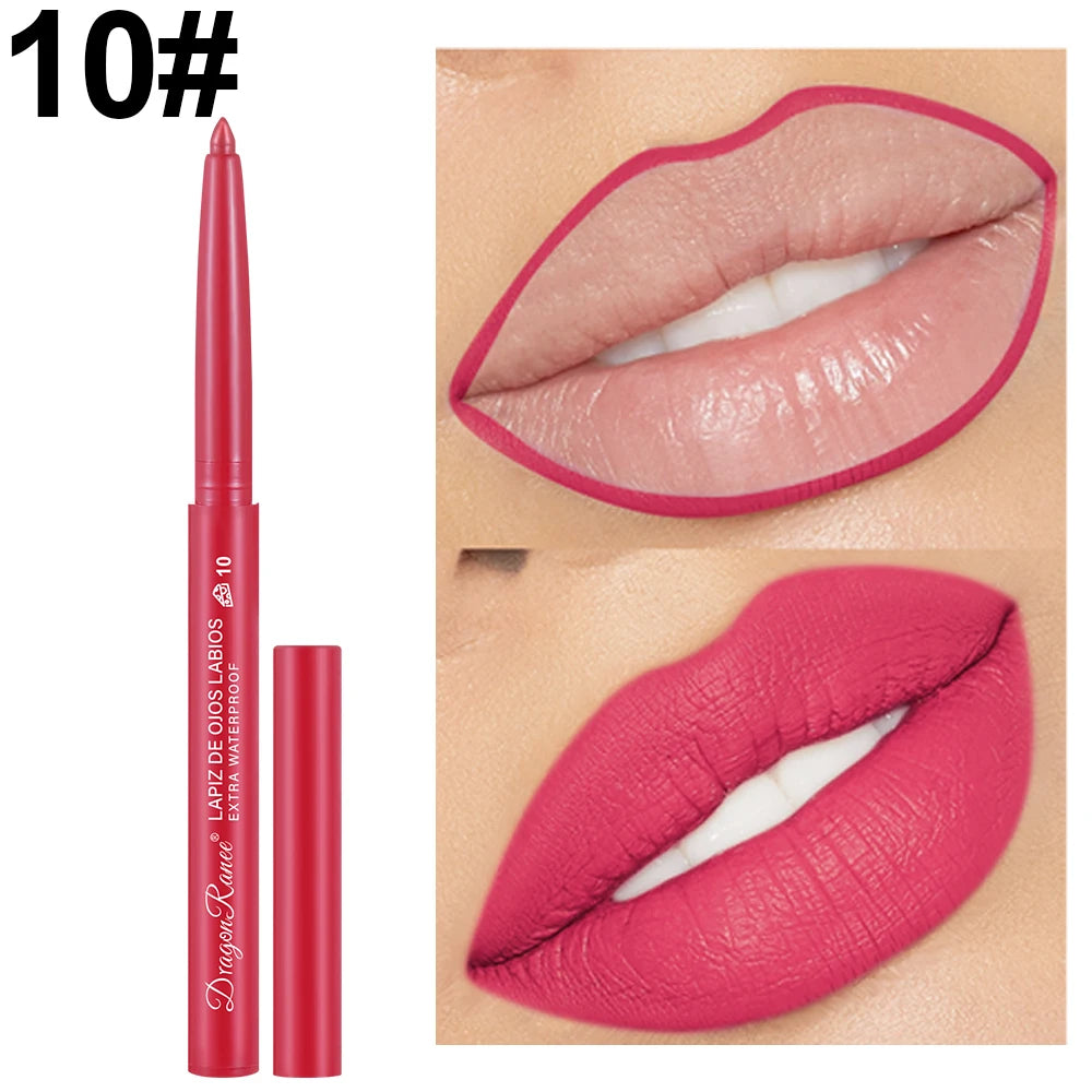 Lip Liner Lipstick Pen Waterproof Long-Lasting Hook Line Lip Pencil Matte Matte Beginner Automatic Lip Liner Bean Paste Color Hook Pen Automatic Rotating Lip Liner Good Vibrations