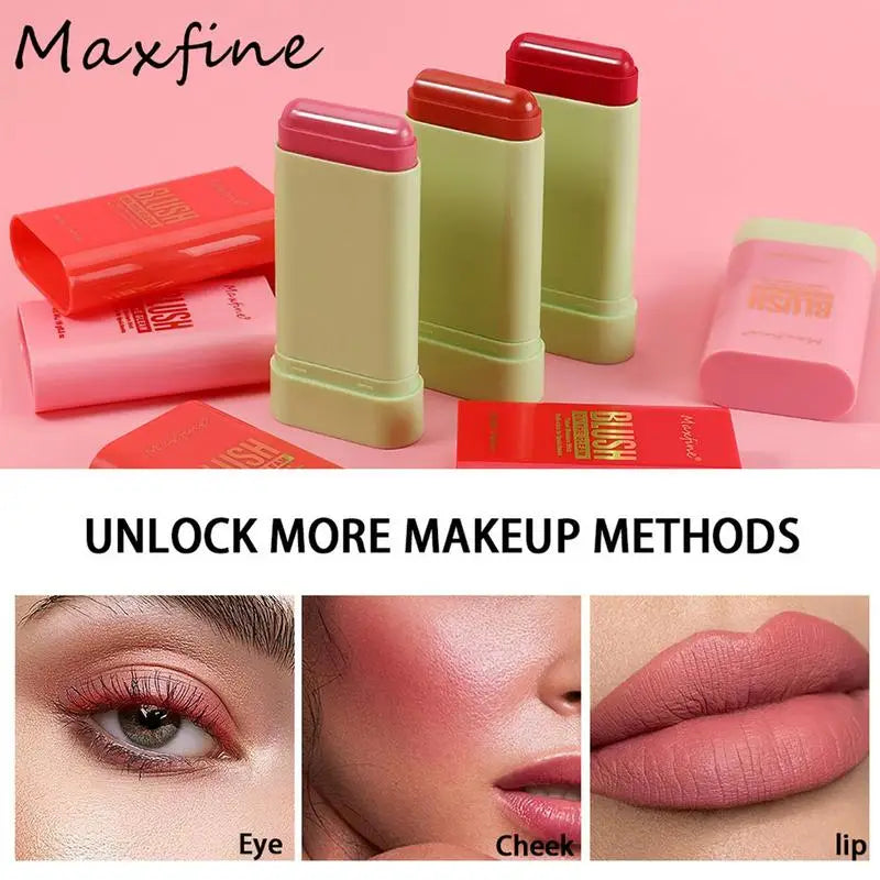 Makeup Blush Stick Waterproof Multi-purpose Facial Nourishing Blush Stick Cheek Natural Blusher Cute Korean Makeup for Women Good Vibrations