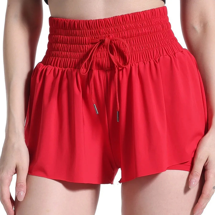 High Waist Butterfly Shorts Women Spandex Flowy Gym Yoga Athletic Workout Running Shorts Tennis Skirt Comfy Golf Skort Wear Good Vibrations