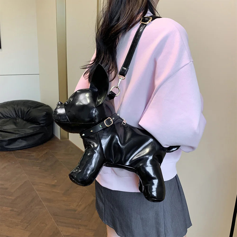 Shoulder Bag Purse for Women Handbag Bulldog Shaped Crossbody Bag PU Leather Wallet Tote with Zipper Handbag Satchel Purse Good Vibrations