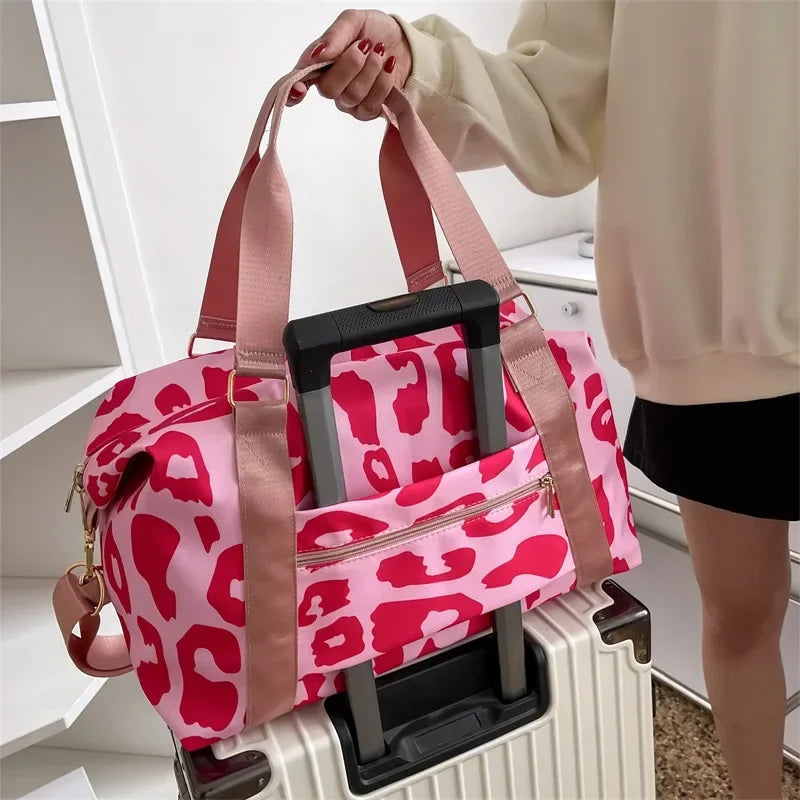 Women Travel Bags Duffle Shoulder Bag Large Multi-functional for Girls Female Big Capacity Sports Storage Fitness Handbag Good Vibrations
