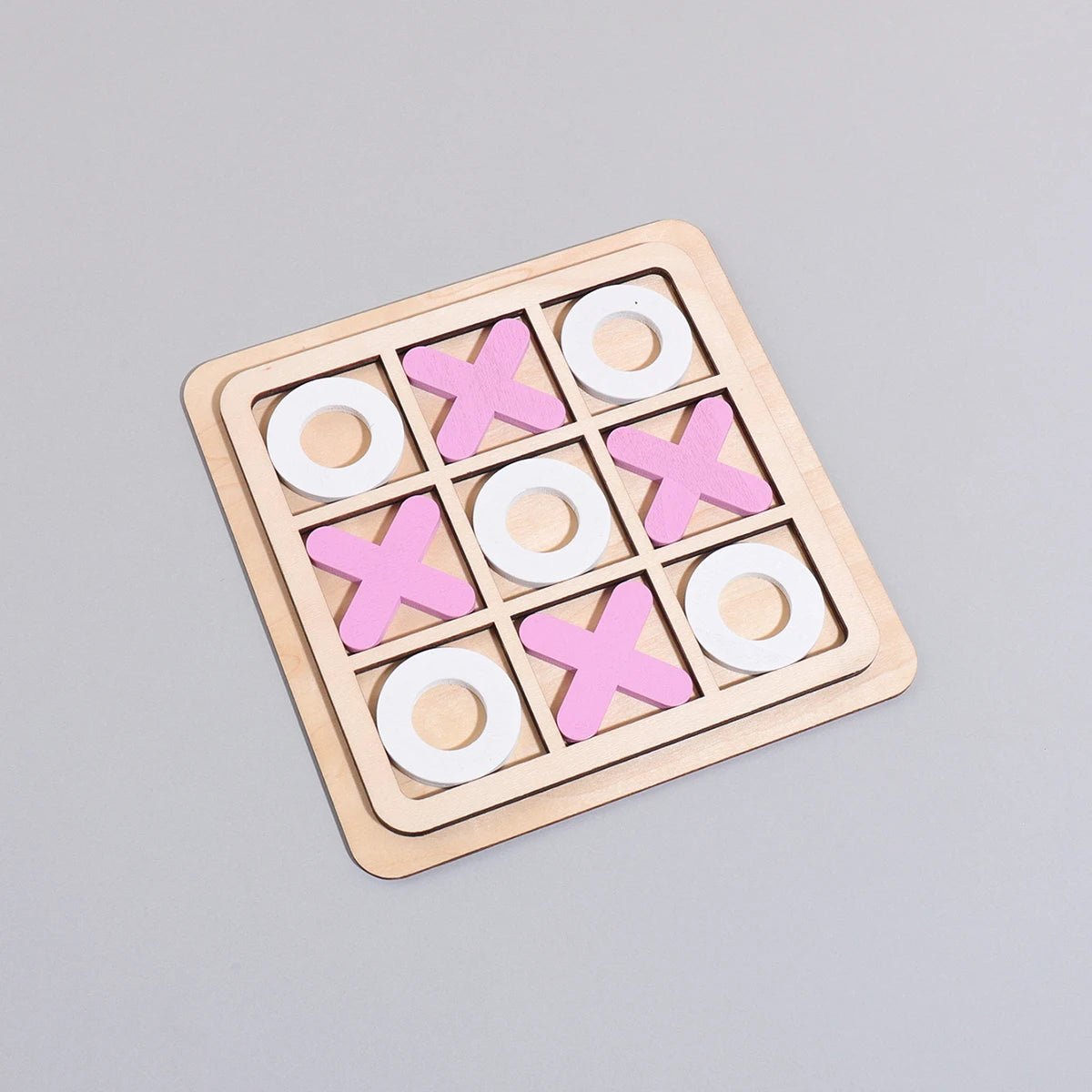 1 set of XO three-in-a-row tic-tac-toe wooden toys, casual battle puzzle board game, Children's teaching supplies Good Vibrations