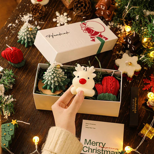Christmas Souvenir Practical Small Gift Handmade Fragrance Shaped Candle Christmas Aromatherapy Candle Set Festive Supplies Good Vibrations